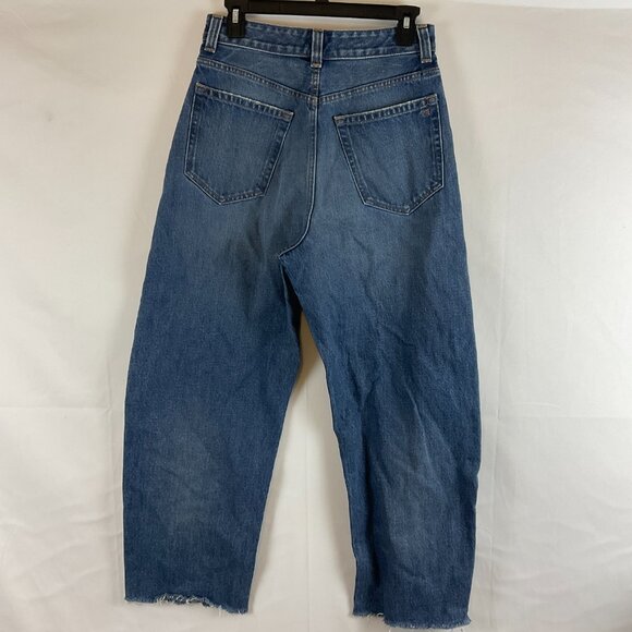 Madewell The Curvy Balloon Jeans 26 Blue Dark Wash Raw Hem - Picture 6 of 11